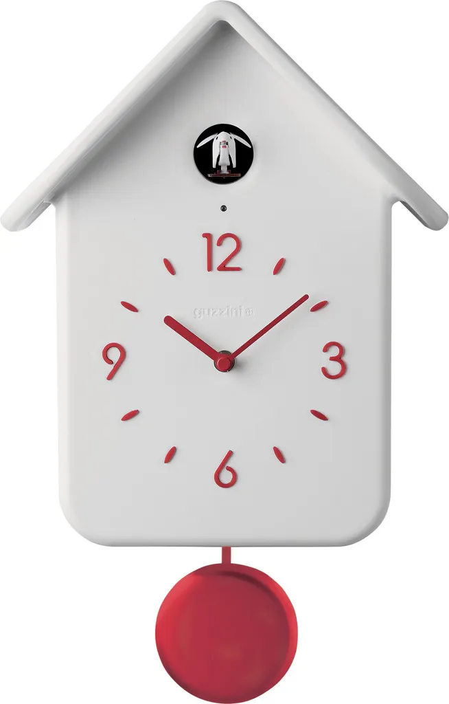 Horloge Coucou Guzzini avec pendule au design italien rouge et moderne