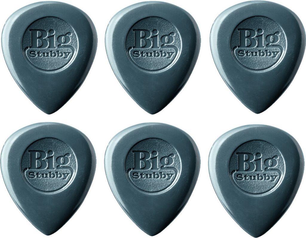 6x Dunlop Nylon Big Stubby Plektren - 3,00 mm - dunkelgrau