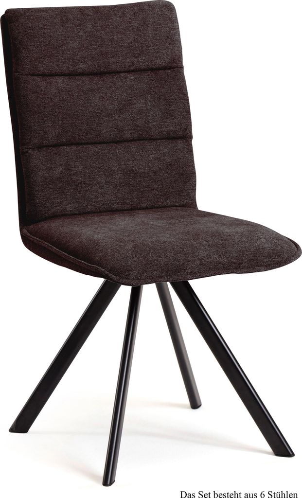 Esszimmerstuhl (6er-Set) Debbi 47x92x60 Schwarz/Espresso