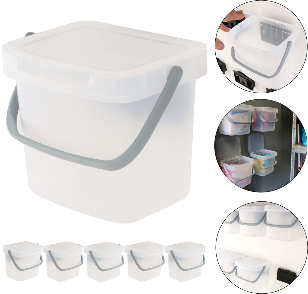 Set mit 5 x Organisationsbox Orgaisationscontainer Aufbewahrungsbox 19x15x17 cm 3 L transparent hängend Organisation Raum Sortieren Lagern Reinigu...