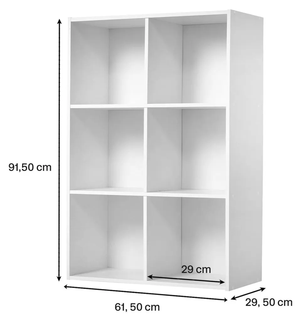 Étagère bois 6 compartiments robuste et compacte 91,5 cm de hauteur