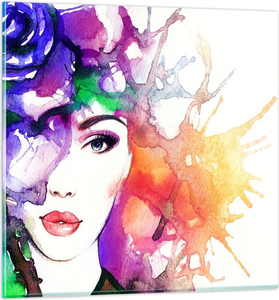 Bilder auf glas - Frau Abstraktion - 40x40cm - Glasbilder - Wandbilder - Kunstdruck - zum Aufhängen bereit - Wanddekoration aus Glas - Glas Bilder...