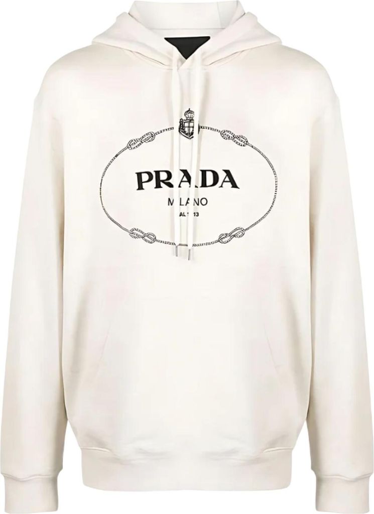 Prada Hoodie mit Logo Print Weiß Herren