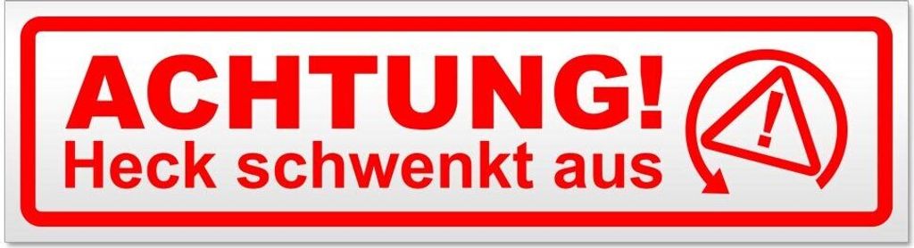 Kiwistar Achtung Heck schwenkt aus Magnetschild Schild magnetisch - 30cm Rot - Magnetfolie für Auto PKW Kfz