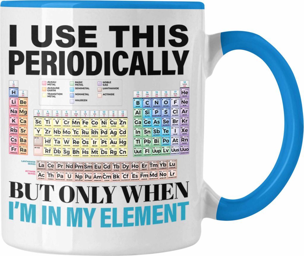 Trendation - Chemiker Tasse Geschenk I Use This Periodically Kaffeetasse Chemie Student Lehrer (Blau)