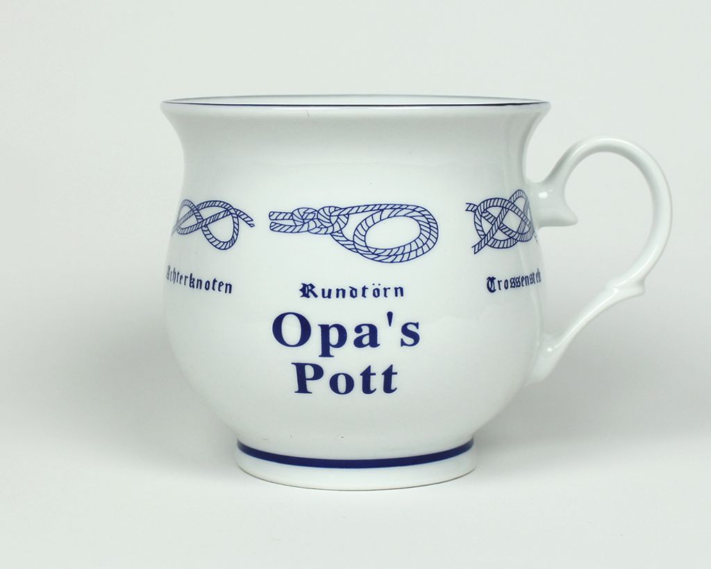 Opa's Pott mit Seemannsknoten bauchig Becher Kaffeebecher Produktbild 