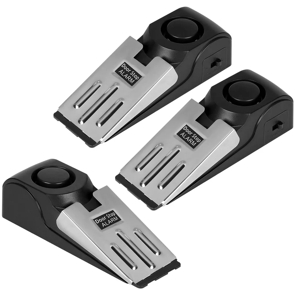 Alarme de porte pour hôtel et voyage protection butoir 120 dB lot de 3