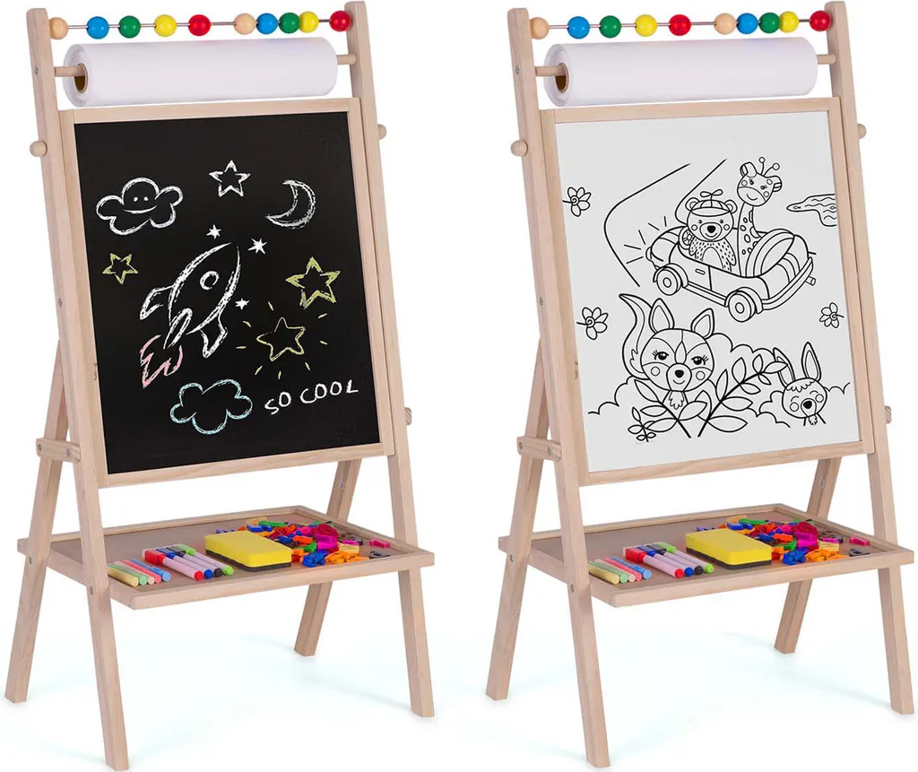 Tableau magnétique réversible pour enfants effaçable à sec 40x30cm