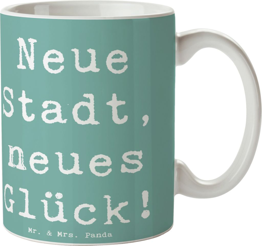 Mr. & Mrs. Panda Kaffeetasse Spruch Umzug neue Stadt - Meeresbrise - Geschenk, neues Leben, Tasse, Neuanfang, Stärke, Pott, Zuhause, Trost, Becher...