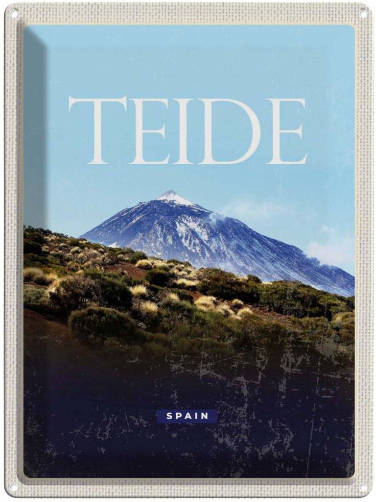 vianmo Blechschild 40x30 cm Retro Teide Stadt Urlaub Spain höchste Berg Bildmotiv Reisemotiv Abenteuer Reisen Straße