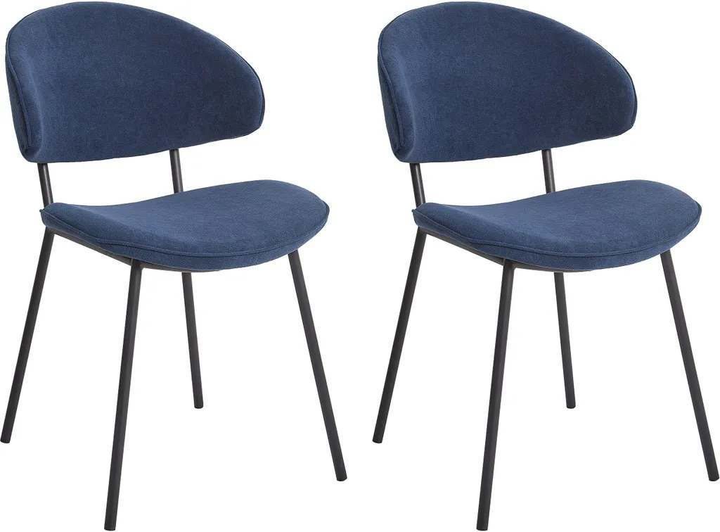 Lot de 2 chaises de salle à manger Kiana confortables bleu foncé