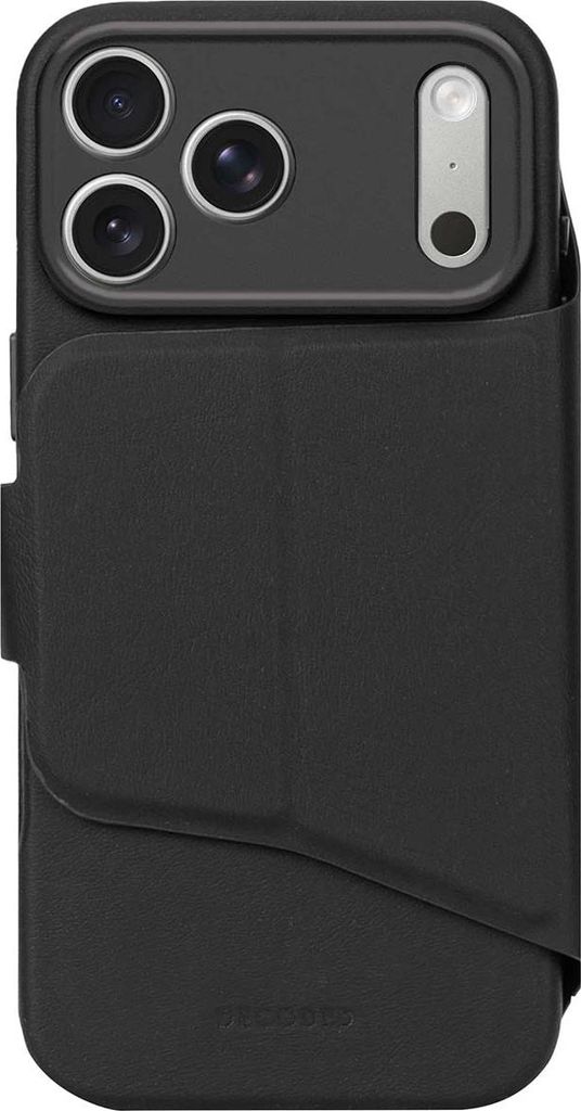 Decoded, Klappetui iPhone 17 Pro Silikon texturiert mit abnehmbarer Hülle, Schwarz