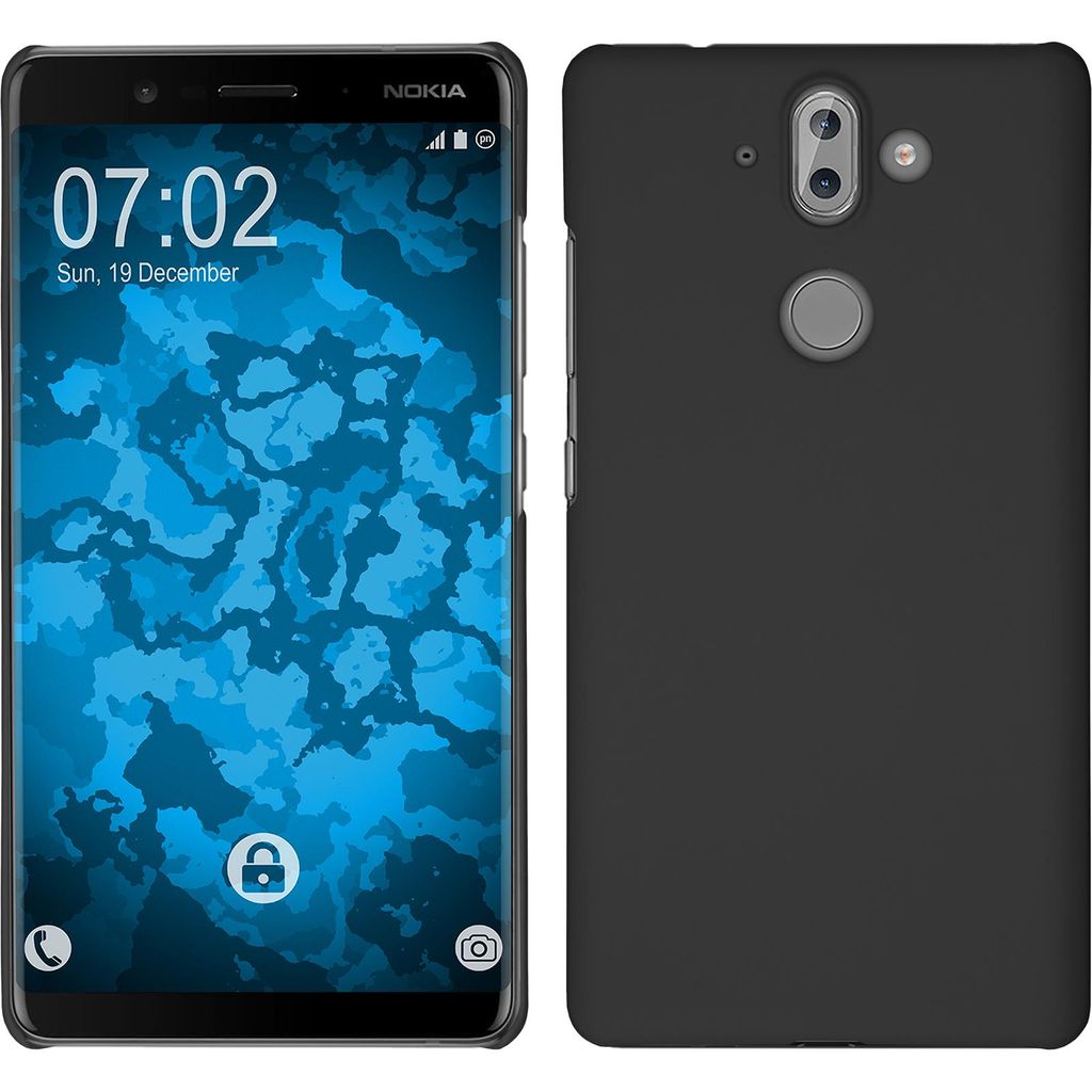 PhoneNatic Case kompatibel mit Nokia 9 - Hülle schwarz gummiert Hard-case Cover