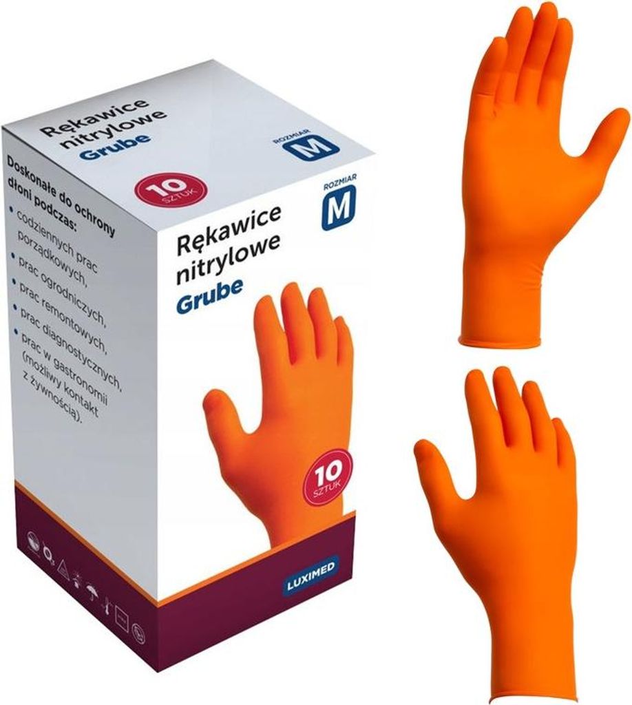 Luximed Nitrilhandschuhe Orange, 10 Stück, Größe XS – Robust & Flexibel für Alltag und Arbeit