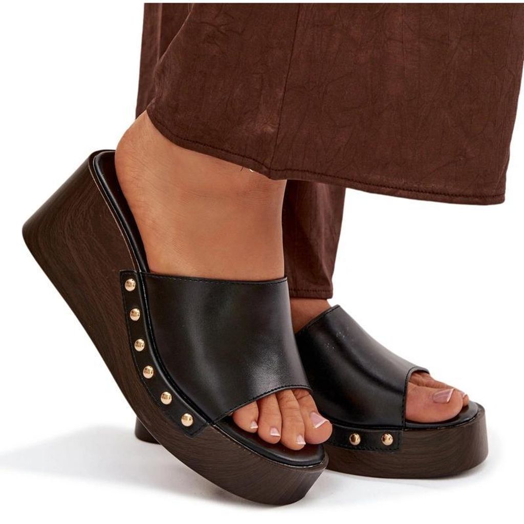 Damenturnschuhe mit Plateausohle mit goldenen Nieten Schwarz Arionne 38