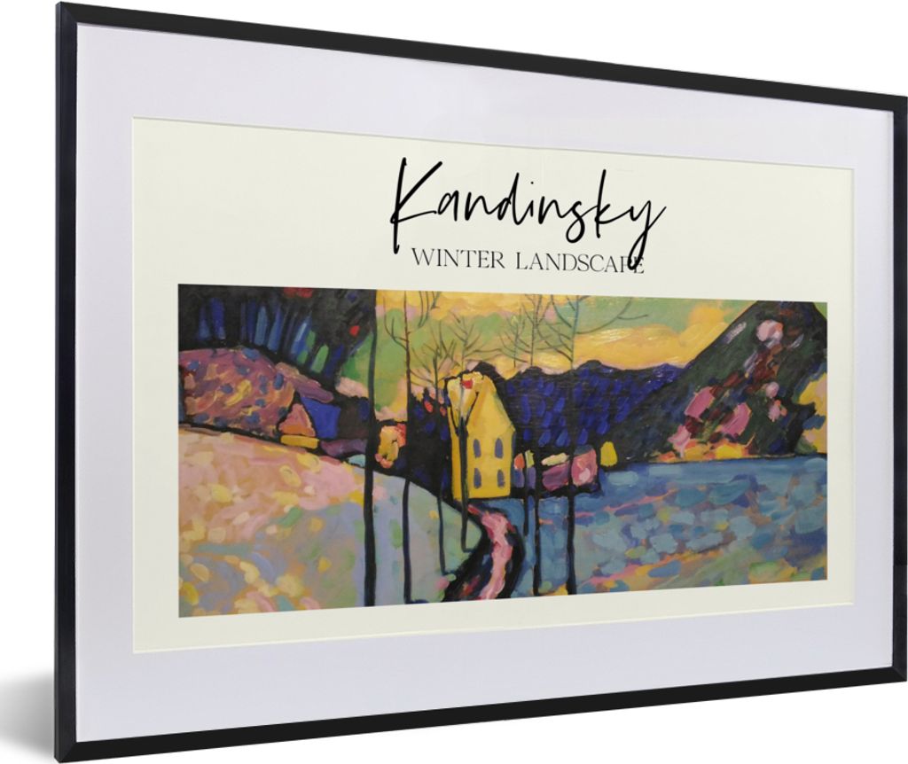 MuchoWow Gerahmtes Poster Winterlandschaft - Wassily Kandinsky 60x40 cm - Poster mit Schwarzem Bilderrahmen Wandposter Rahmen Foto Bilder - Schla...
