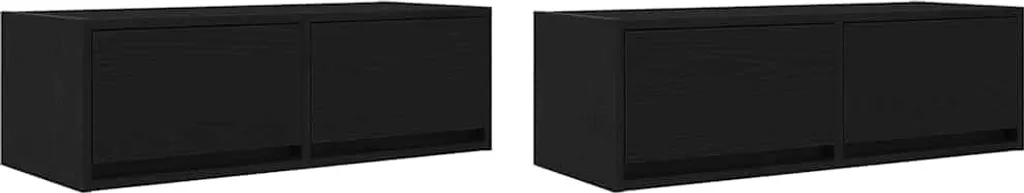 Mobili TV Rovere Nero 2 Pezzi 80cm | Set Parete Attrezzata Sospesa - 2