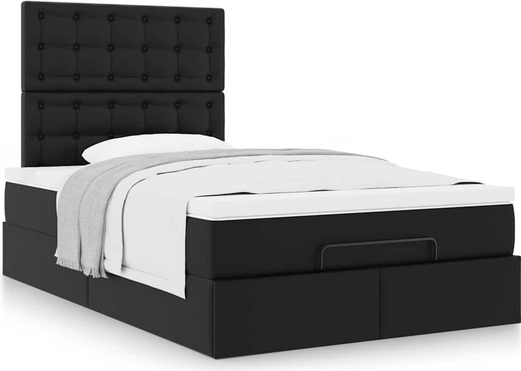 Maison Exclusive - Ottoman-Bett mit Matratze Schwarz 120x190 cm Kunstleder