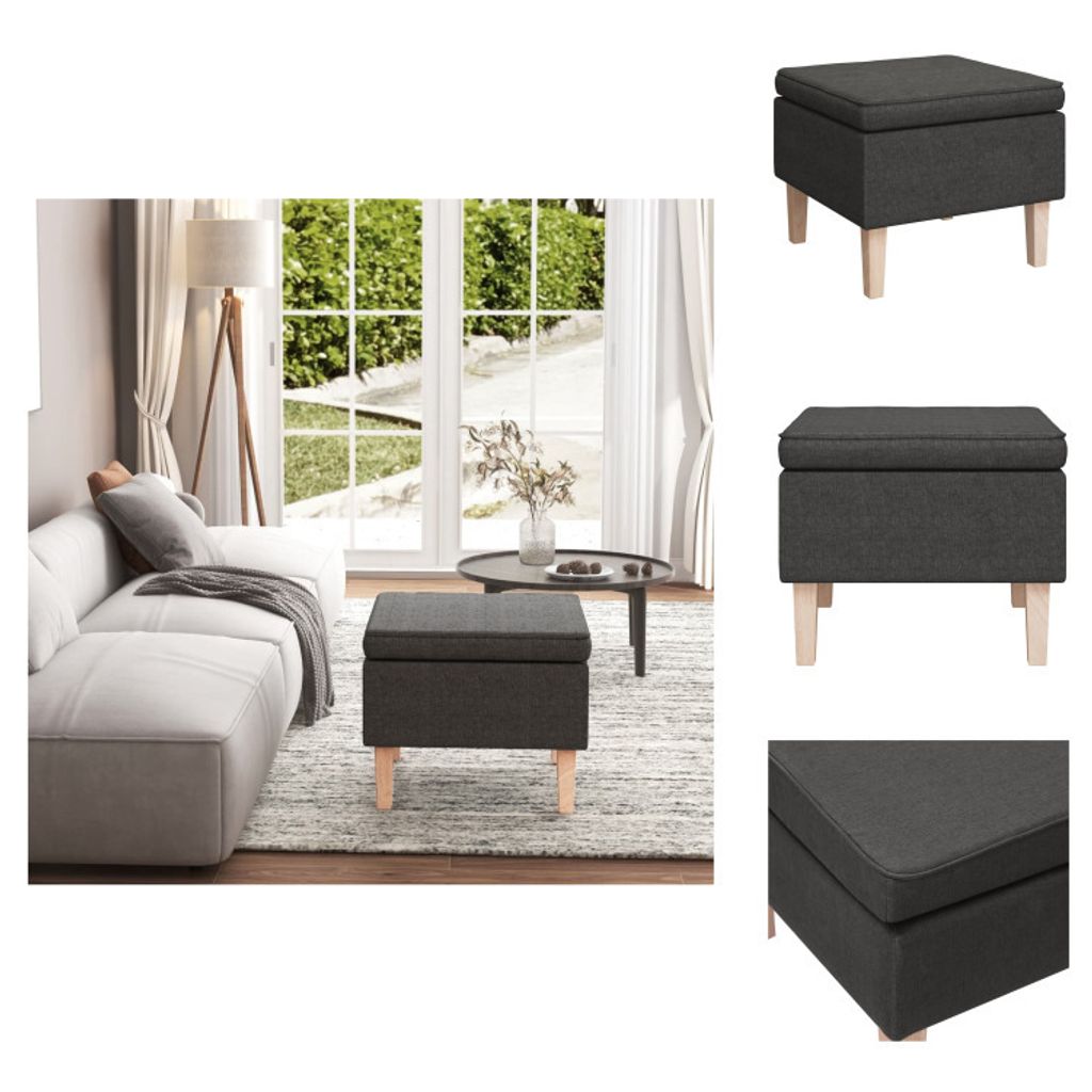 vidaXL Hocker mit Holzbeinen Dunkelgrau Stoff - Klappstühle & Hocker