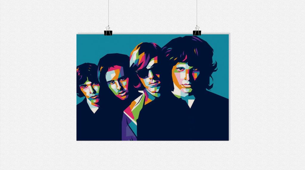 Musik Poster - The Doors Poster - Rockband Poster - Abstrakt Poster - 91x61cm - Perfekt zum Einrahmen