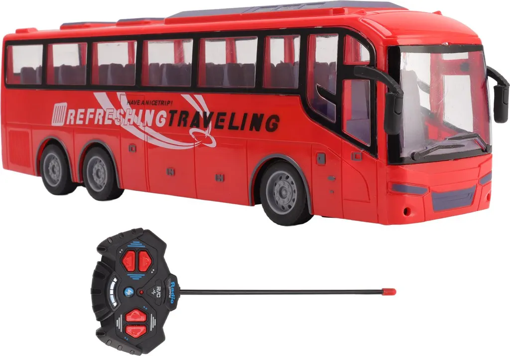 Bus de Voyage RC 1/30 Haute Simulation avec Commande Électrique Rouge