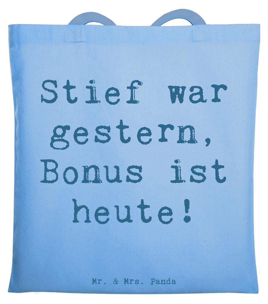 Mr. & Mrs. Panda Jutebeutel Spruch Bonusvater Freude - Sky Blue - Geschenk, Familienleben, Tote Bag, Patchworkfamilie, Elternteil, canvas tasche, L...