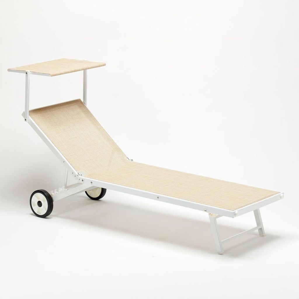 Sonnenliege Strandliege aus Aluminium mit Rollen für Garten Swimmingpool Alabama - Beige
