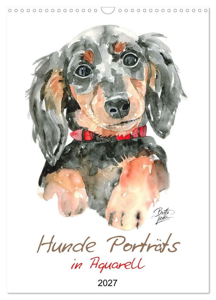 Hunde Porträts in Aquarell (Wandkalender 2027 DIN A3 hoch), CALVENDO Monatskalender