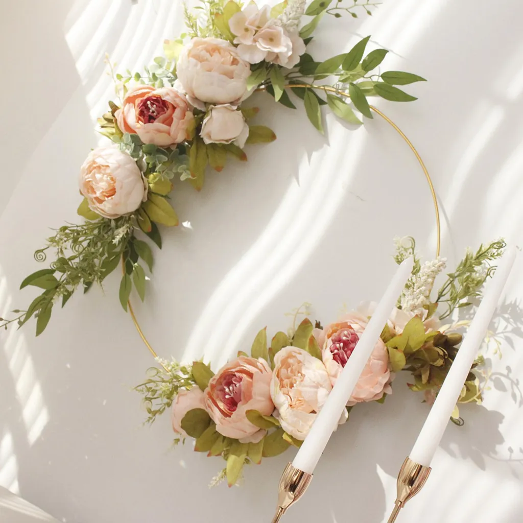Couronne de pivoine déco mariage et maison - Ornement floral pour porte