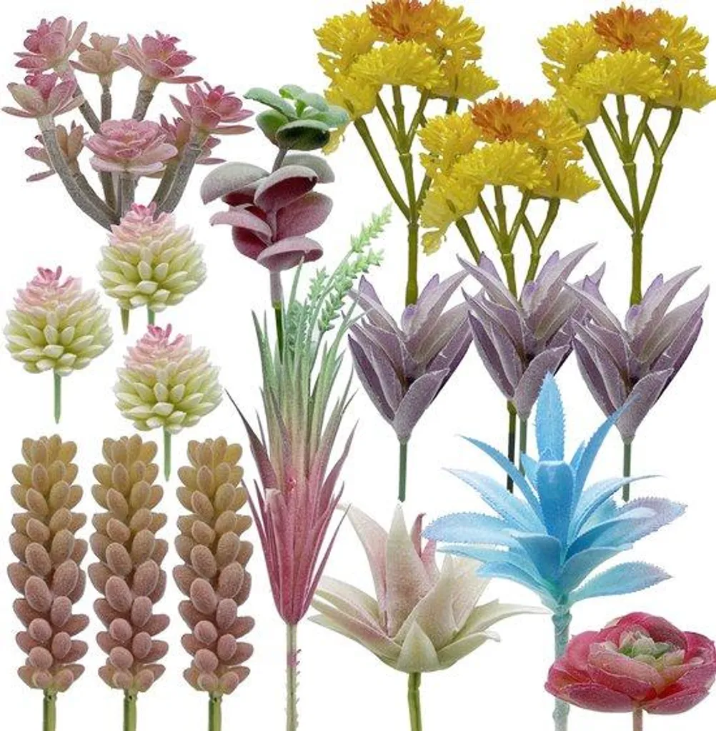 Plantes grasses artificielles x18 lot de succulentes réalistes sans pot