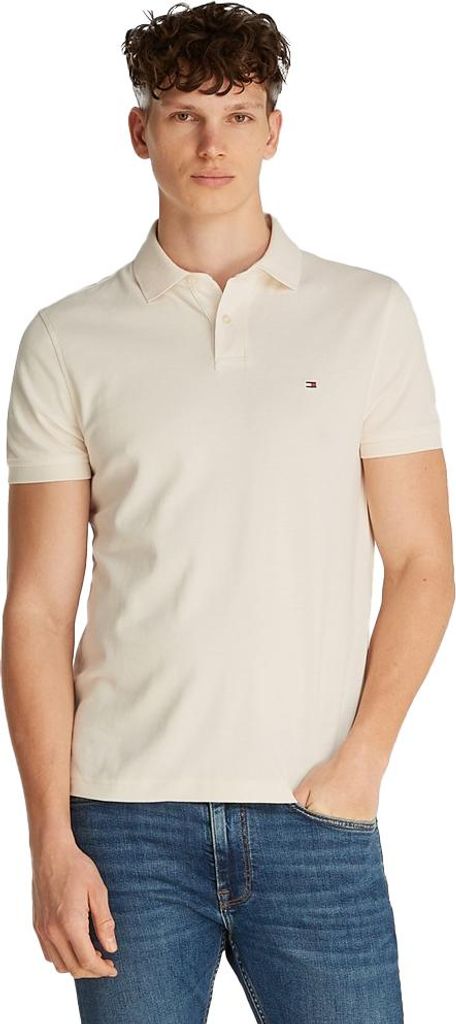 Tommy Hilfiger Polo Creme 2-Knopf normale Passform einfarbig