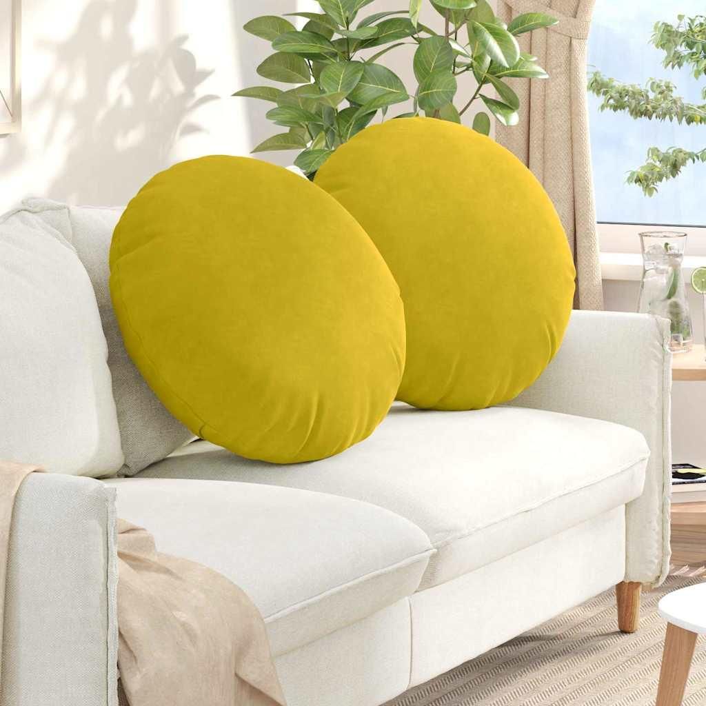 "2025 möbel"Sitzkissen 2 pcs Gelb Ø80 x 29 cm Samt - Neu Design Gartenmöbelauflagen