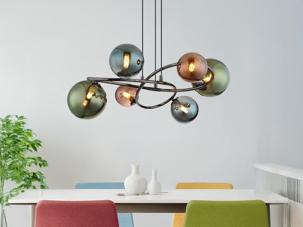 Globo Lighting Hängeleuchte Metall grau matt, Glaskugeln, Produktbild 
