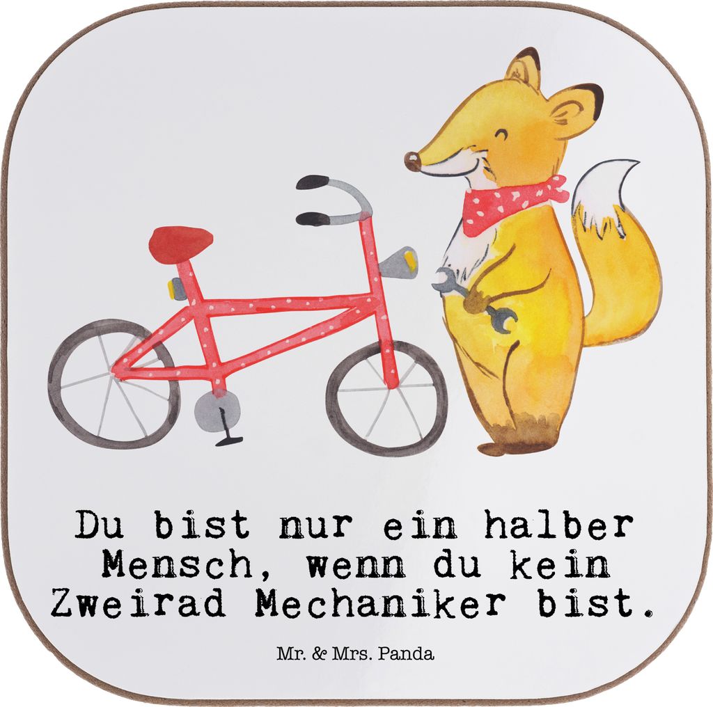 Mr. & Mrs. Panda Untersetzer Glas Zweirad Mechaniker Herz - Weiß - Geschenk, gläseruntersetzer, Tischschoner, Coaster, Tasse, Tassen, für Gläser