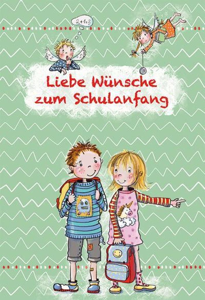 Glückwunschkarte zur Einschulung mit Zitat von Franz Hübner und beiliegendem Kuvert