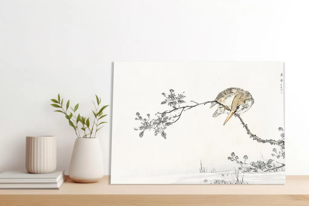 Kashu Pied Kingfisher 100x70: Quadro Vintage Giapponese Alta Qualità - 4