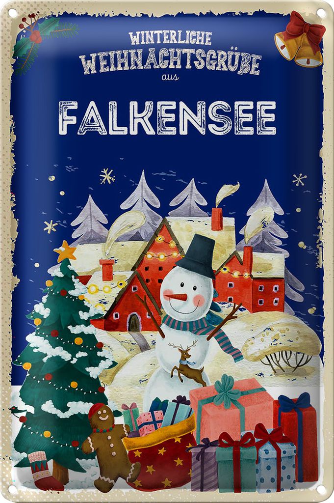 Blechschild Weihnachtsgrüße FALKENSEE 40x30cm