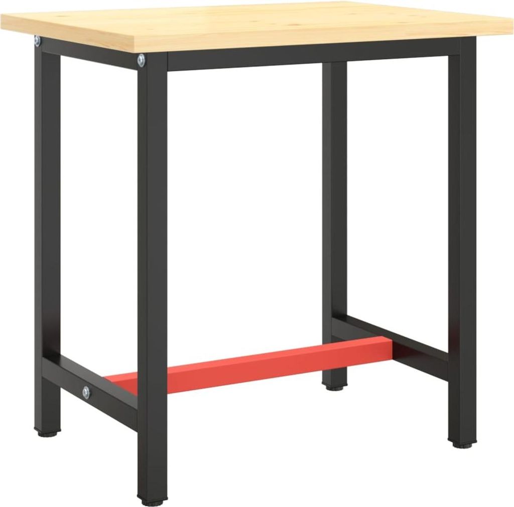 vidaXL Werkbankgestell Mattschwarz und Mattrot 70x50x79 cm Metall