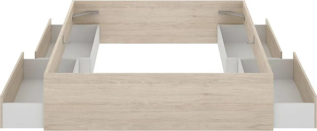 Lit Adulte 2 Places Orlenem avec Sommier Relevable Coloris Chêne Brun