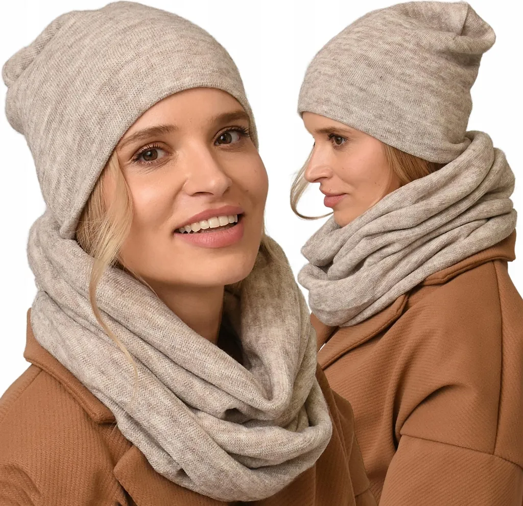 Set Invernale Beige K6: Berretto e Sciarpa Tunnel Anti-Vento - 2