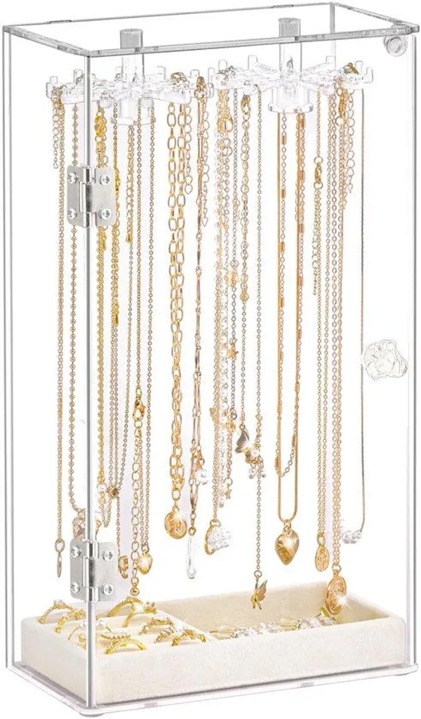Présentoir bijoux acrylique rotatif à 24 crochets transparent Modèle T24