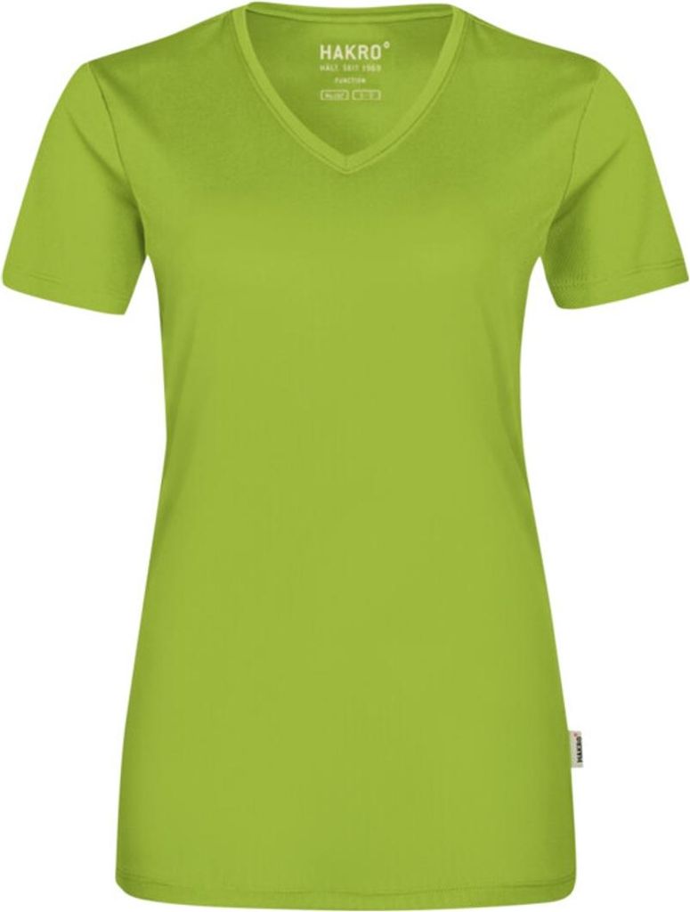 HAKRO Damen V-Shirt Coolmax (Polyesterfasern) 187, kiwi, S