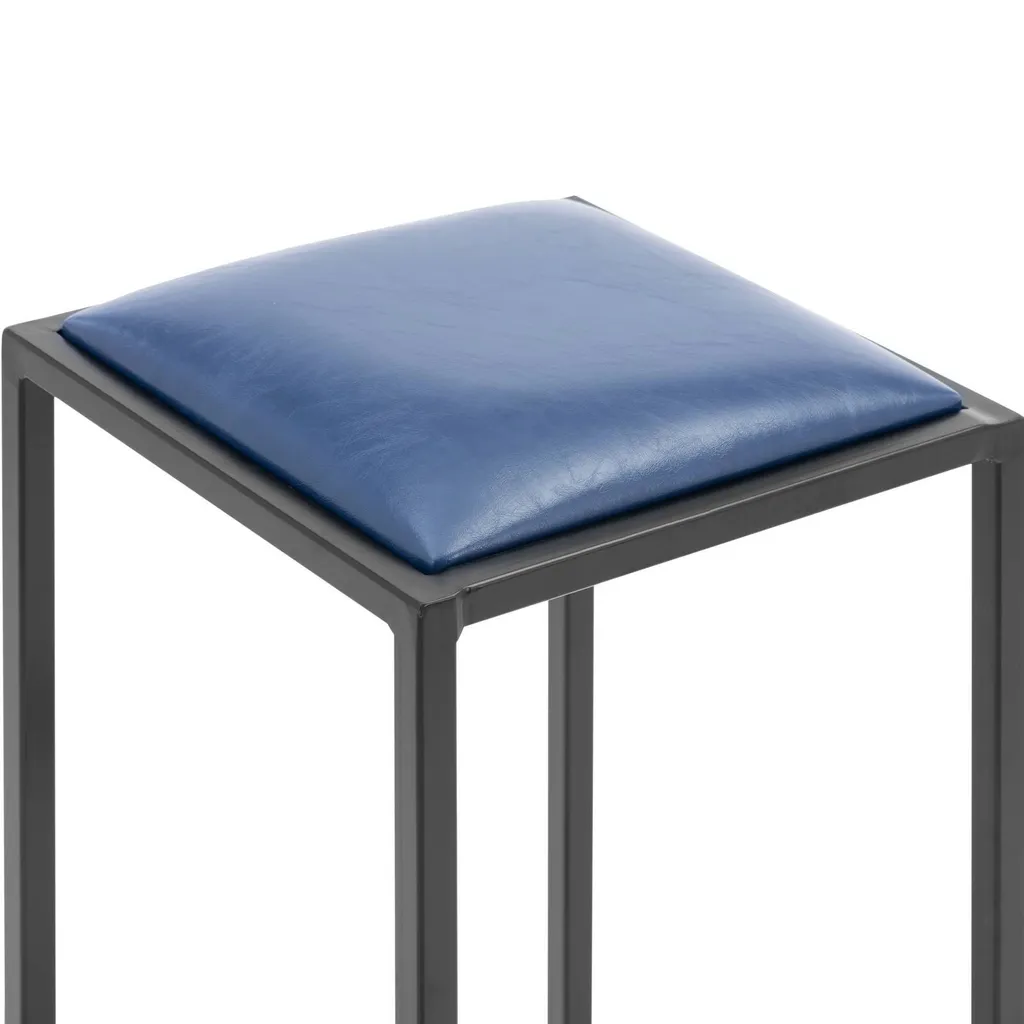 Royal Catering Tabourets de bar Lot de 2 Noir et Bleu avec Rembourrage