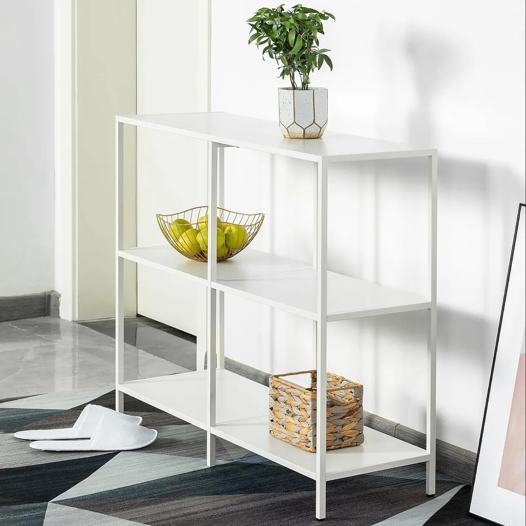 Console en métal blanc 100cm design minimaliste et structure robuste - 7