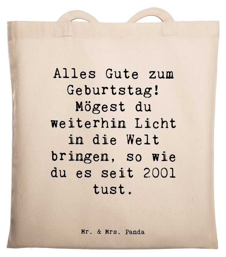 Mr. & Mrs. Panda Tote Bag Spruch 2001 Geburtstag Licht - Weiß - Geschenk, besondere Momente feiern, Happy Birthday, Stoffbeutel, Anerkennung schen...