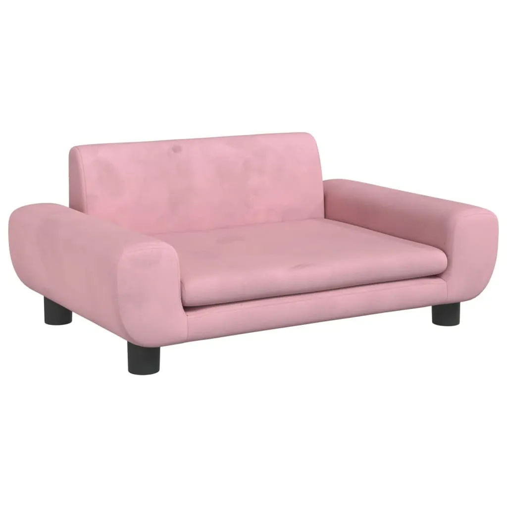 Letto per cani in velluto rosa 70x45x33 cm