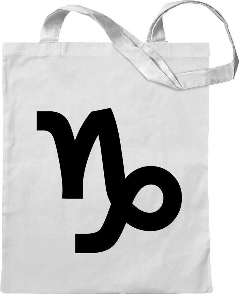 Kiwistar - Baumwolltasche - weiss - Steinbock Sternzeichen - Tragetasche Stoffbeutel Umhängetasche Langer Henkel
