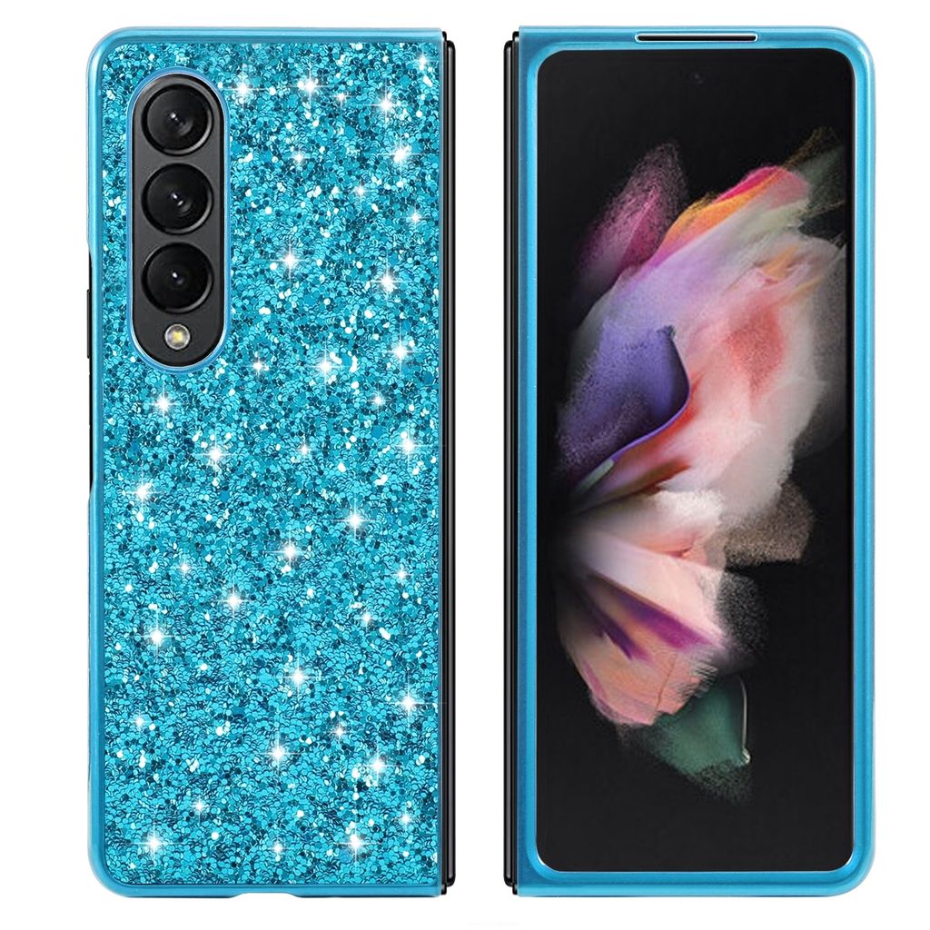 Samsung Galaxy Z Fold4 5G Glitzer Diamant Design Handy Tasche Hülle Blau Neu