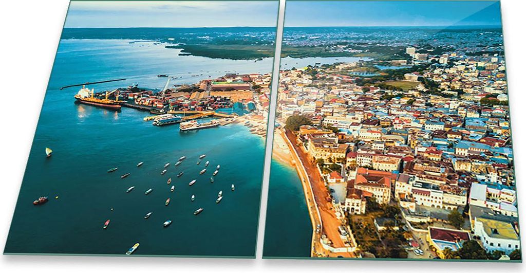 Herdabdeckplatten Glaskeramik Spritzschutz Glas Universal 2-Teilig 2x40x52 Landschaft