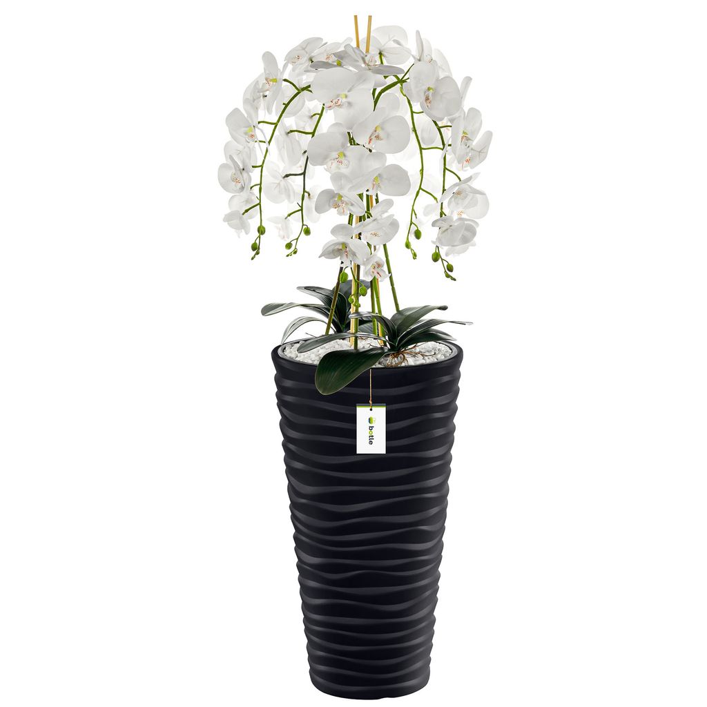 Künstliche Orchidee Kaskaden Blumenstrauß Weiß im Topf Produktbild 